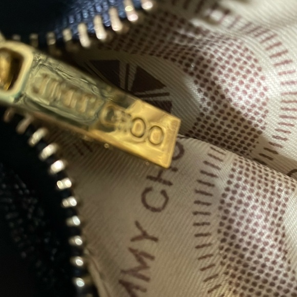 Fake designer black & gray logo w/gold metal accent studs, shoulder purse - Picture 7 of 15